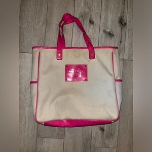 RARE Victoria's Secret Canvas Tote Bag in Hot Pink